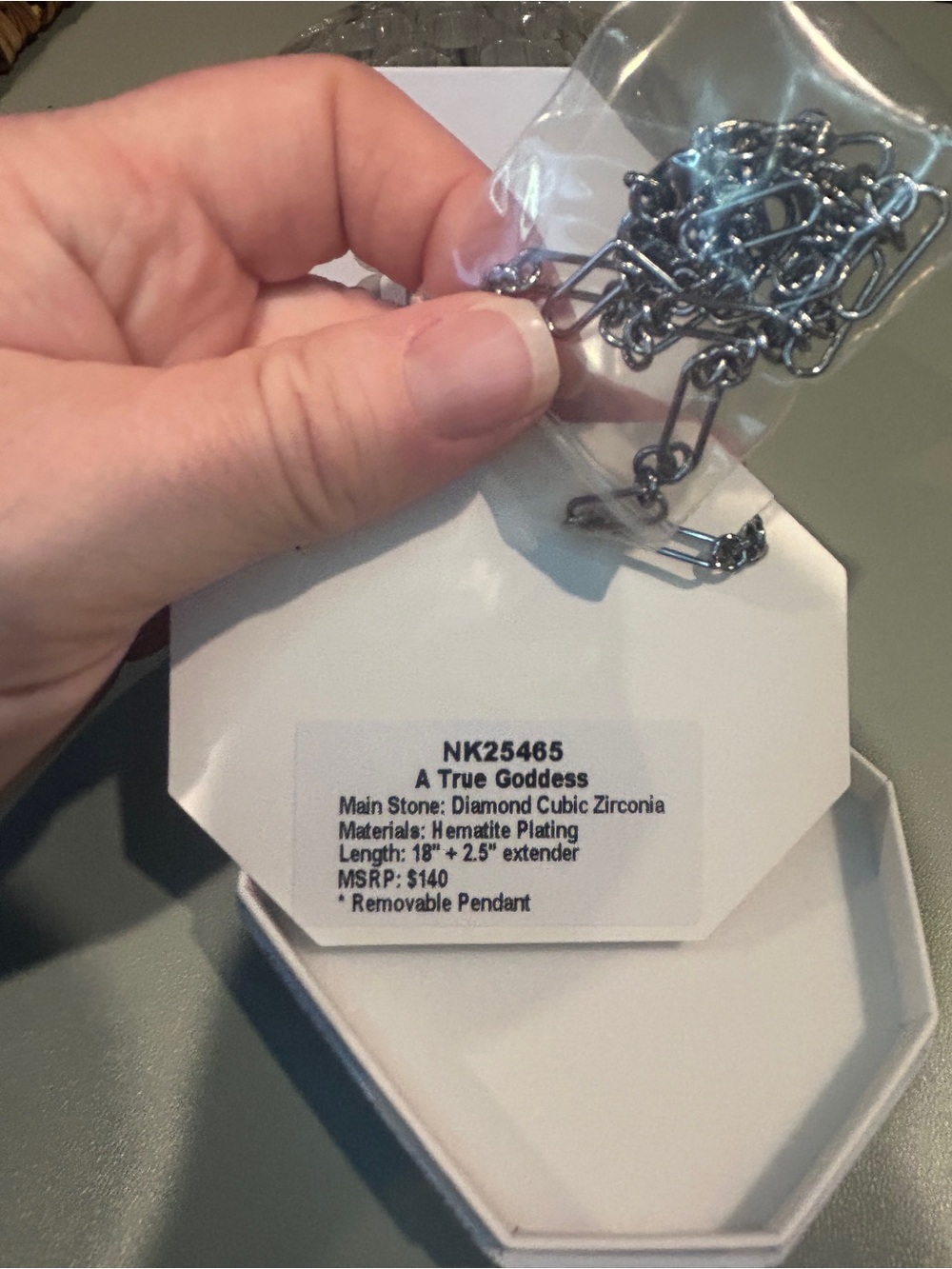Bomb Party Hematite Plated Necklace with Diamond Cubic Zirconia - Silver - Picture 2 of 3